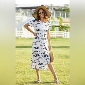 Black and White tie dye Maxi dress